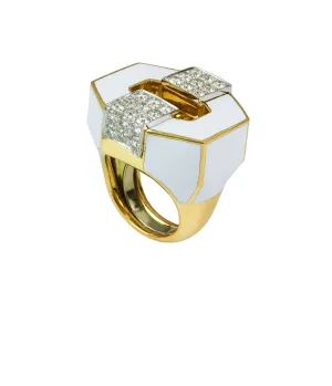 Buckle Ring, White Enamel