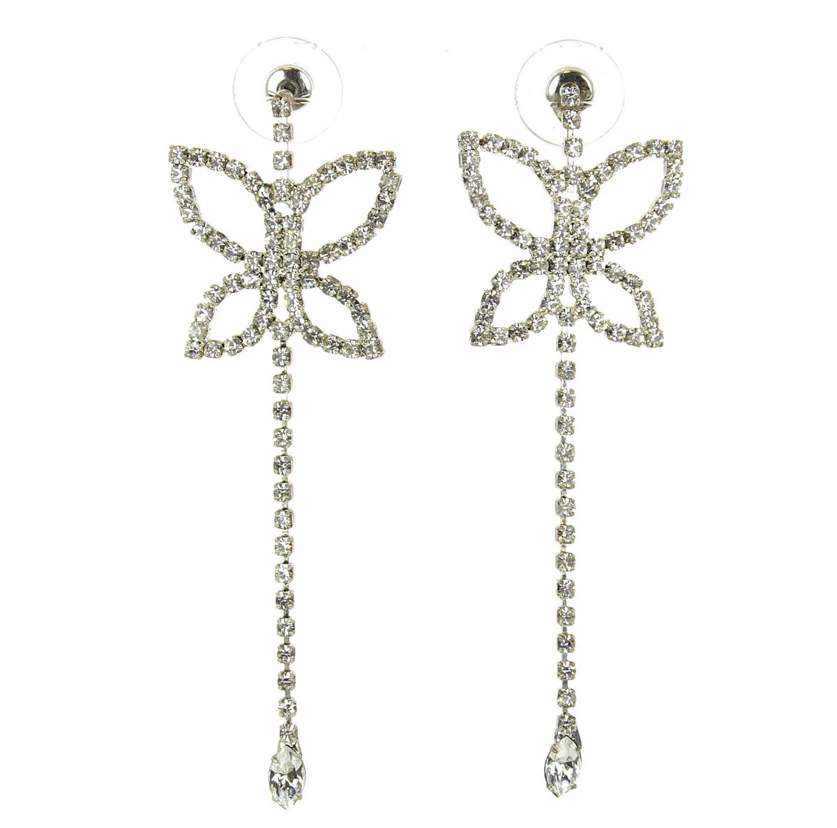 Butterfly Earrings, Rhinestone
