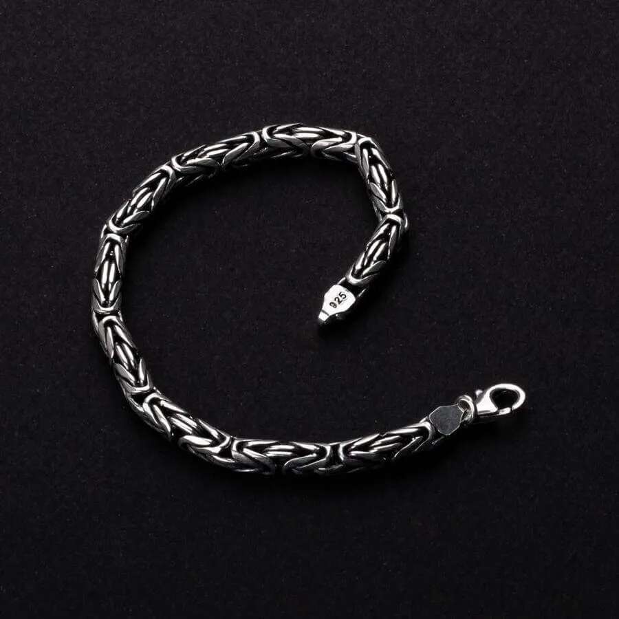 Byzantine Chain 6 mm Men's Bracelet 925 Sterling Silver