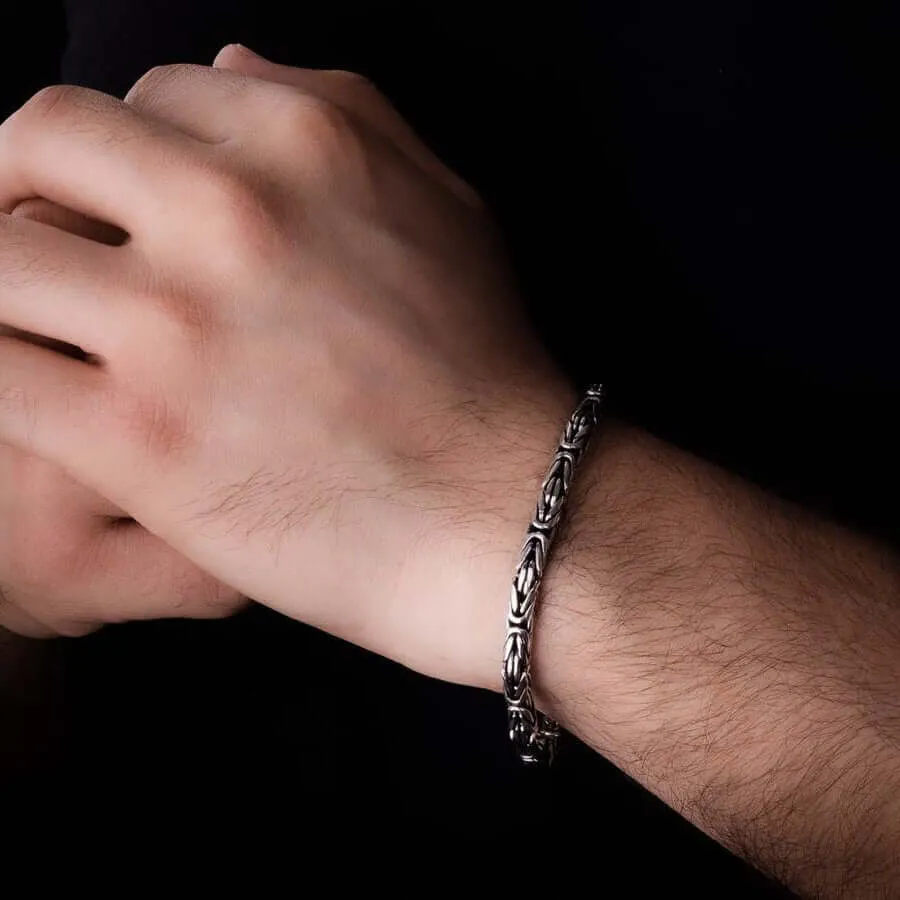 Byzantine Chain 6 mm Men's Bracelet 925 Sterling Silver