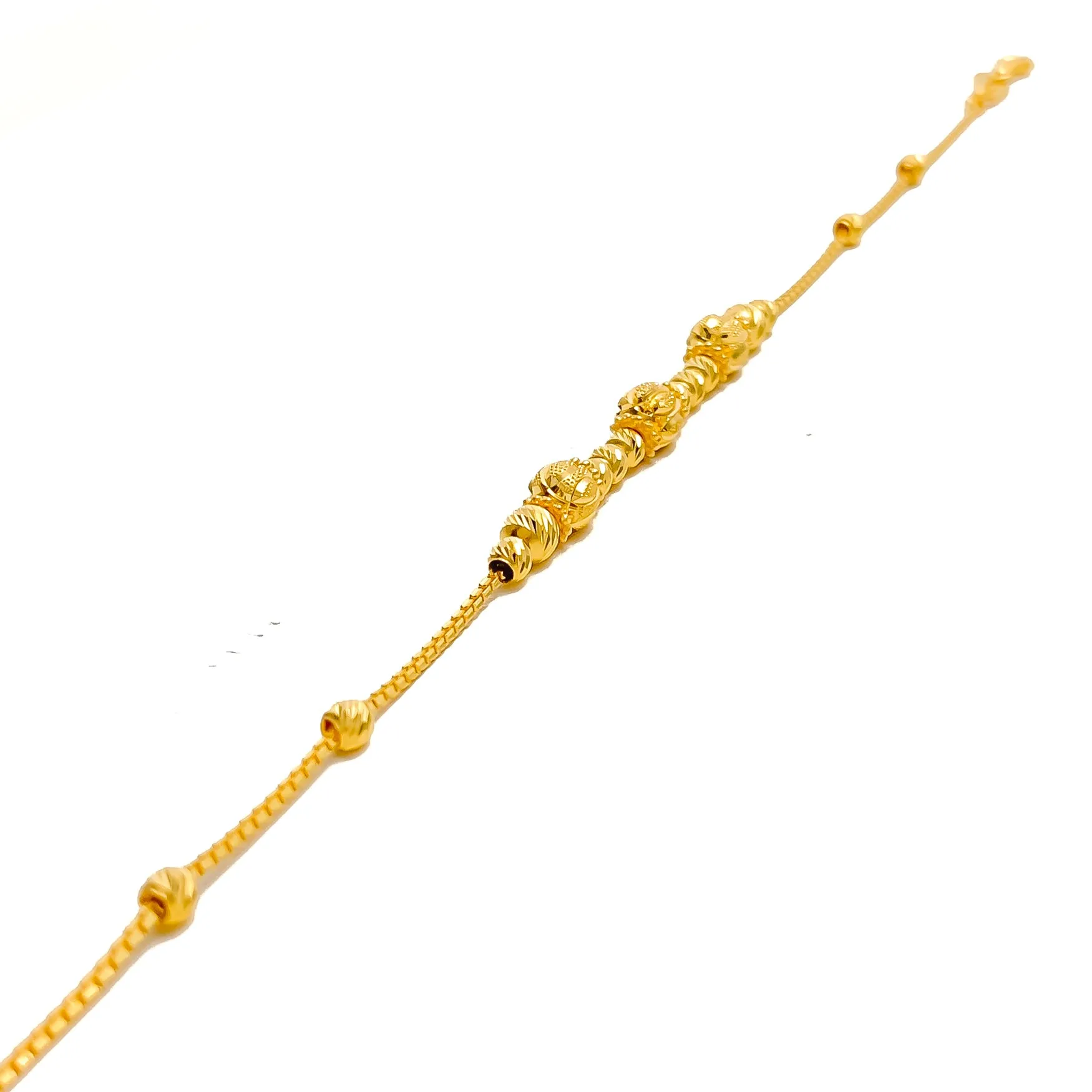 Captivating Striped Orb 22k Gold Bracelet