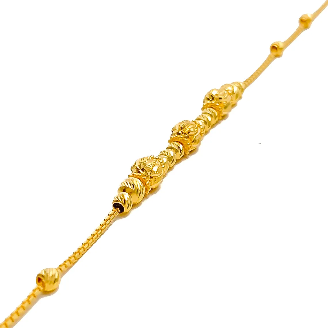 Captivating Striped Orb 22k Gold Bracelet