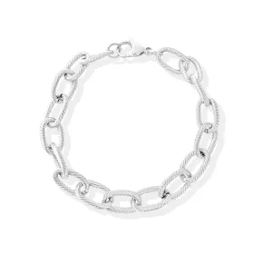 CARLY SILVER TEXTURE LINK CHAIN BRACELET