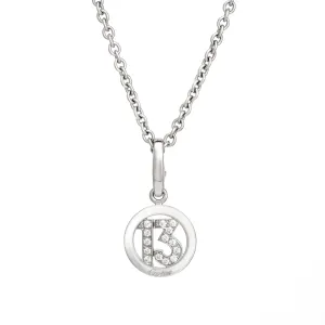 Cartier Diamond 13 Charm & Necklace Estate 18k White Gold 17" Chain Fine Jewelry