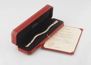 Cartier Gas Pipe Style 18k Gold Tri-Color Vintage Link Bracelet W/ CoA