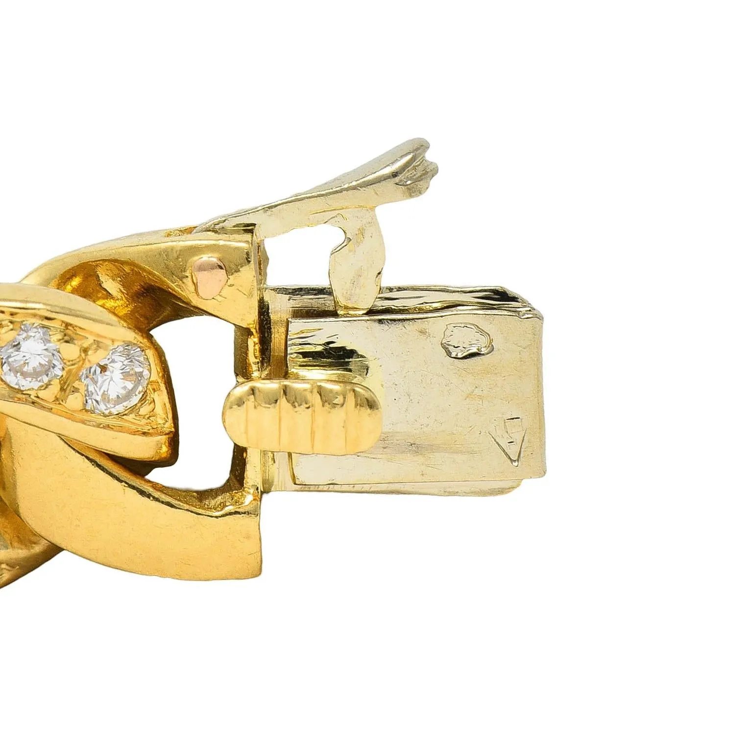 Cartier Georges L'Enfant French 1970's Diamond 18 Karat Yellow Gold Vintage Curb Link Chain Bracelet