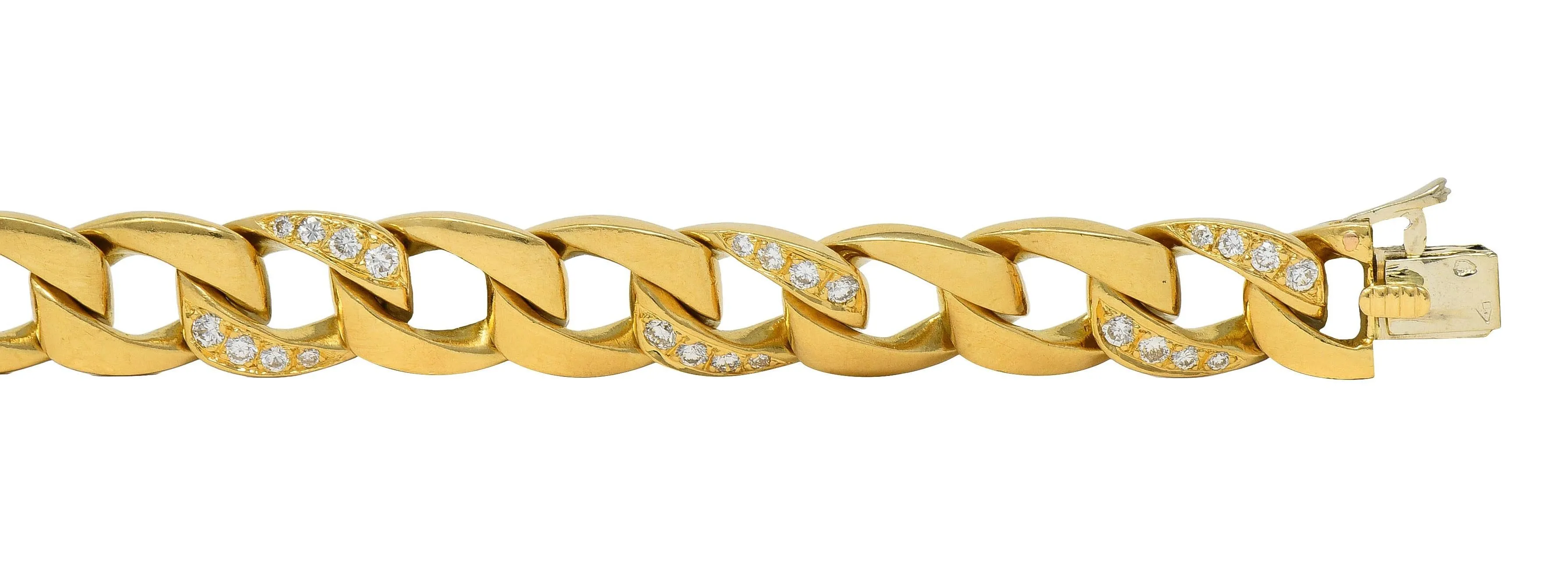 Cartier Georges L'Enfant French 1970's Diamond 18 Karat Yellow Gold Vintage Curb Link Chain Bracelet