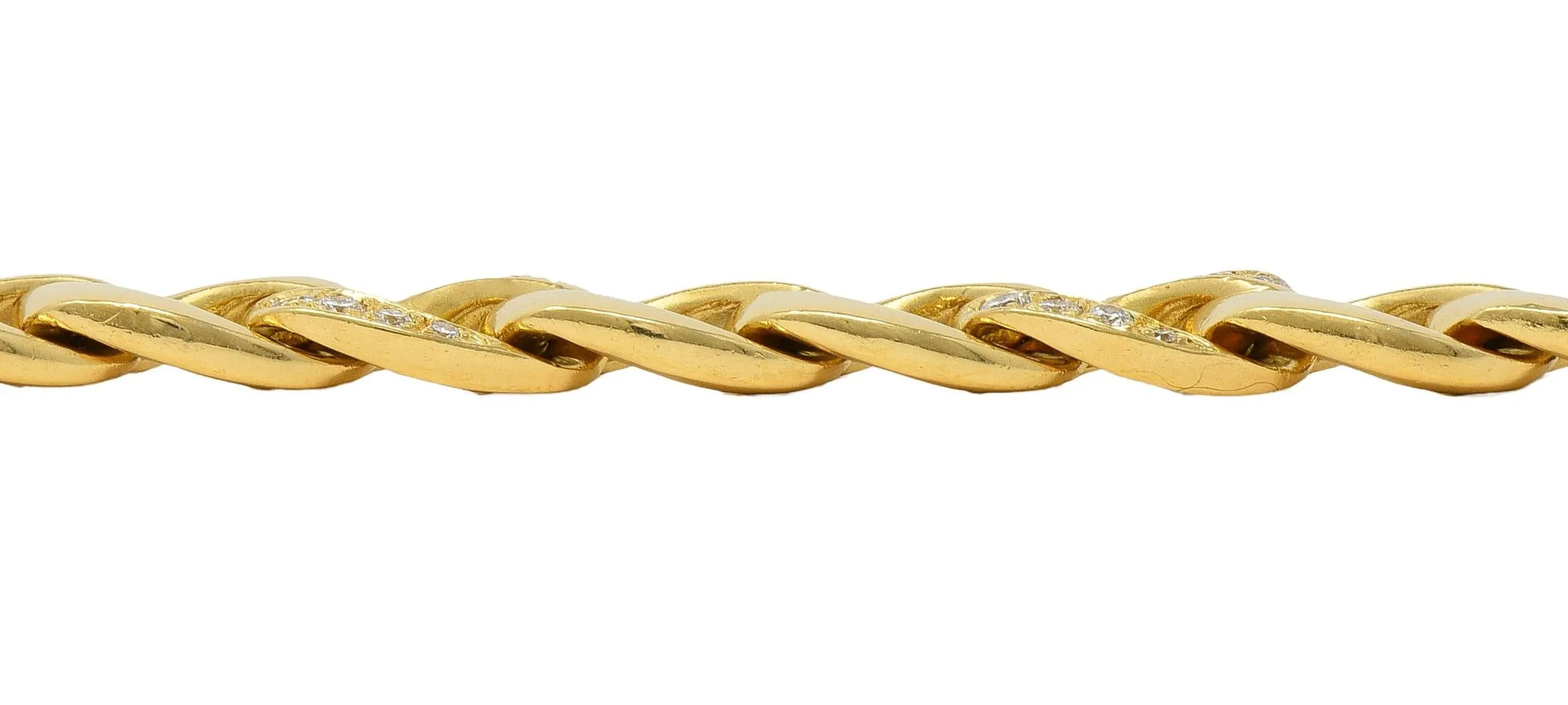 Cartier Georges L'Enfant French 1970's Diamond 18 Karat Yellow Gold Vintage Curb Link Chain Bracelet