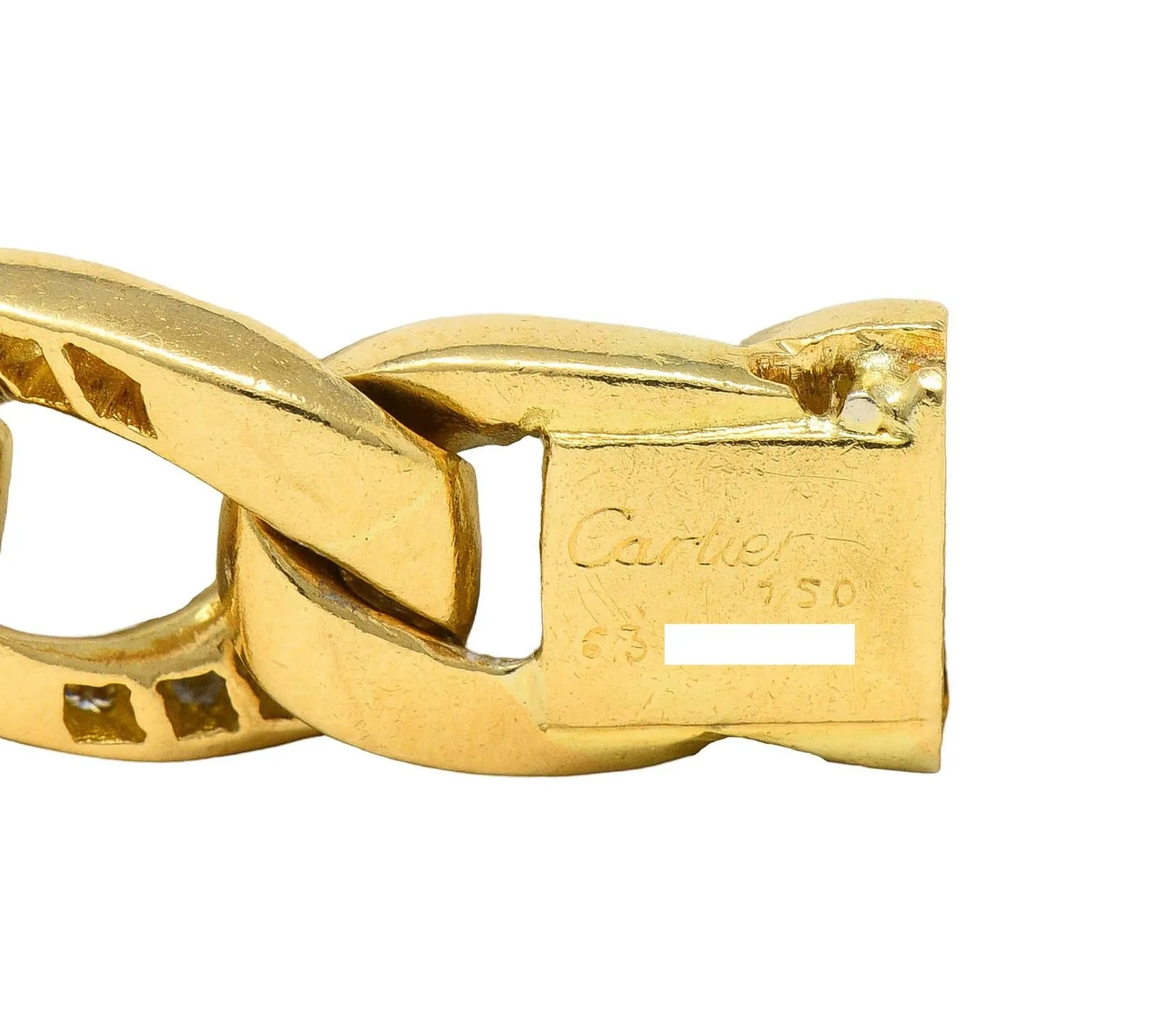 Cartier Georges L'Enfant French 1970's Diamond 18 Karat Yellow Gold Vintage Curb Link Chain Bracelet