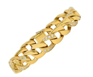 Cartier Georges L'Enfant French 1970's Diamond 18 Karat Yellow Gold Vintage Curb Link Chain Bracelet