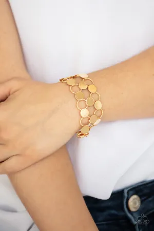Cast a Wider Net - Gold - Linked Disc Paparazzi Lobster Claw Bracelet