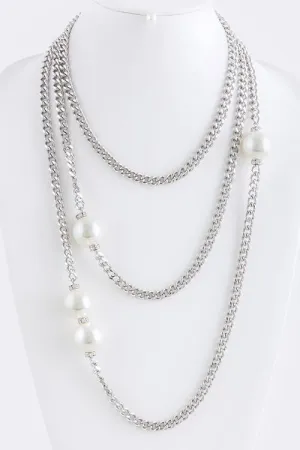 Chain and Pearl Layered Necklace