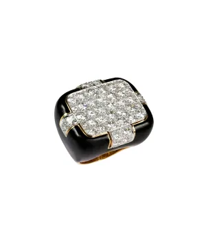Checkmate Ring, Black Enamel