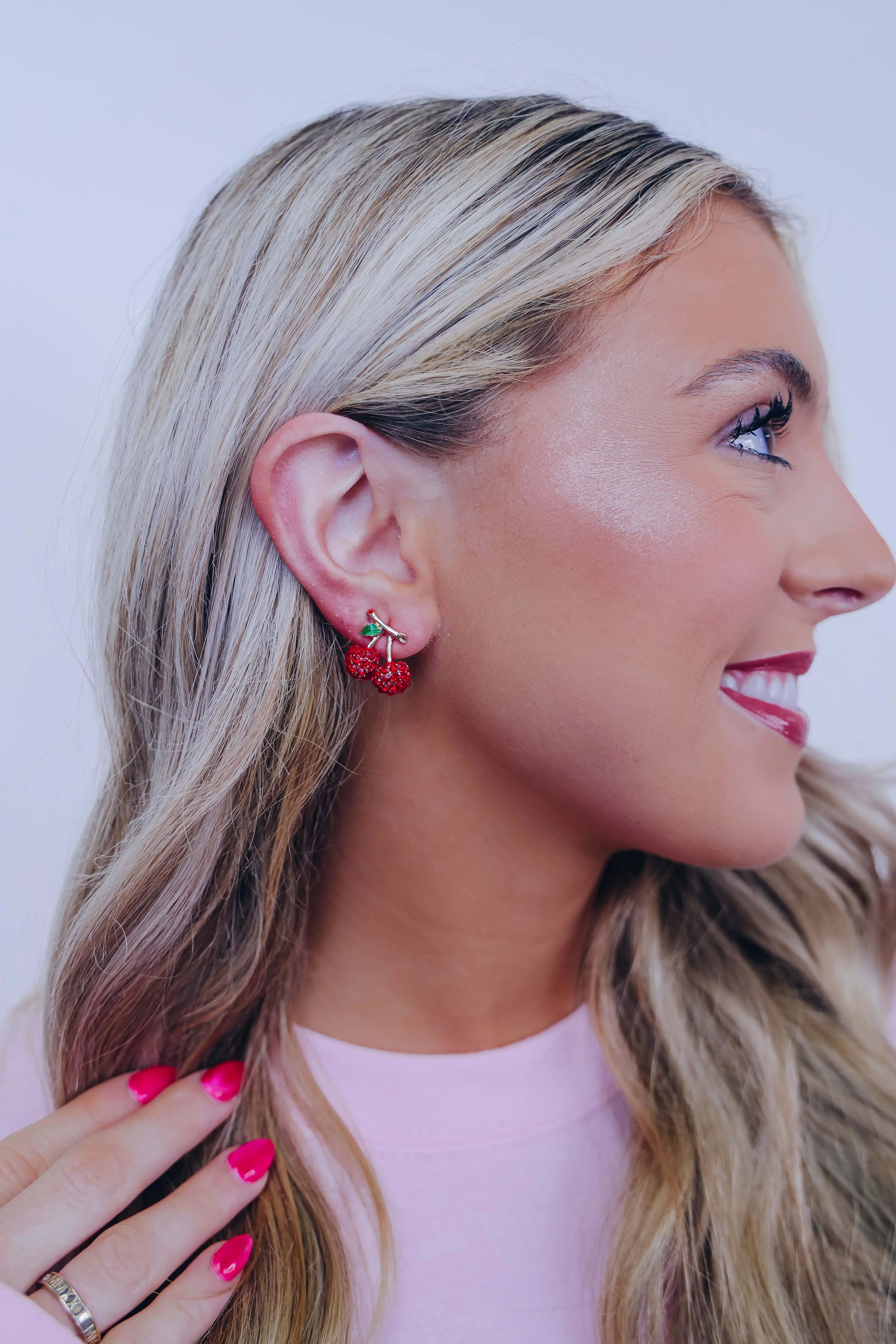 Cherrific Rhinestone Stud Earrings