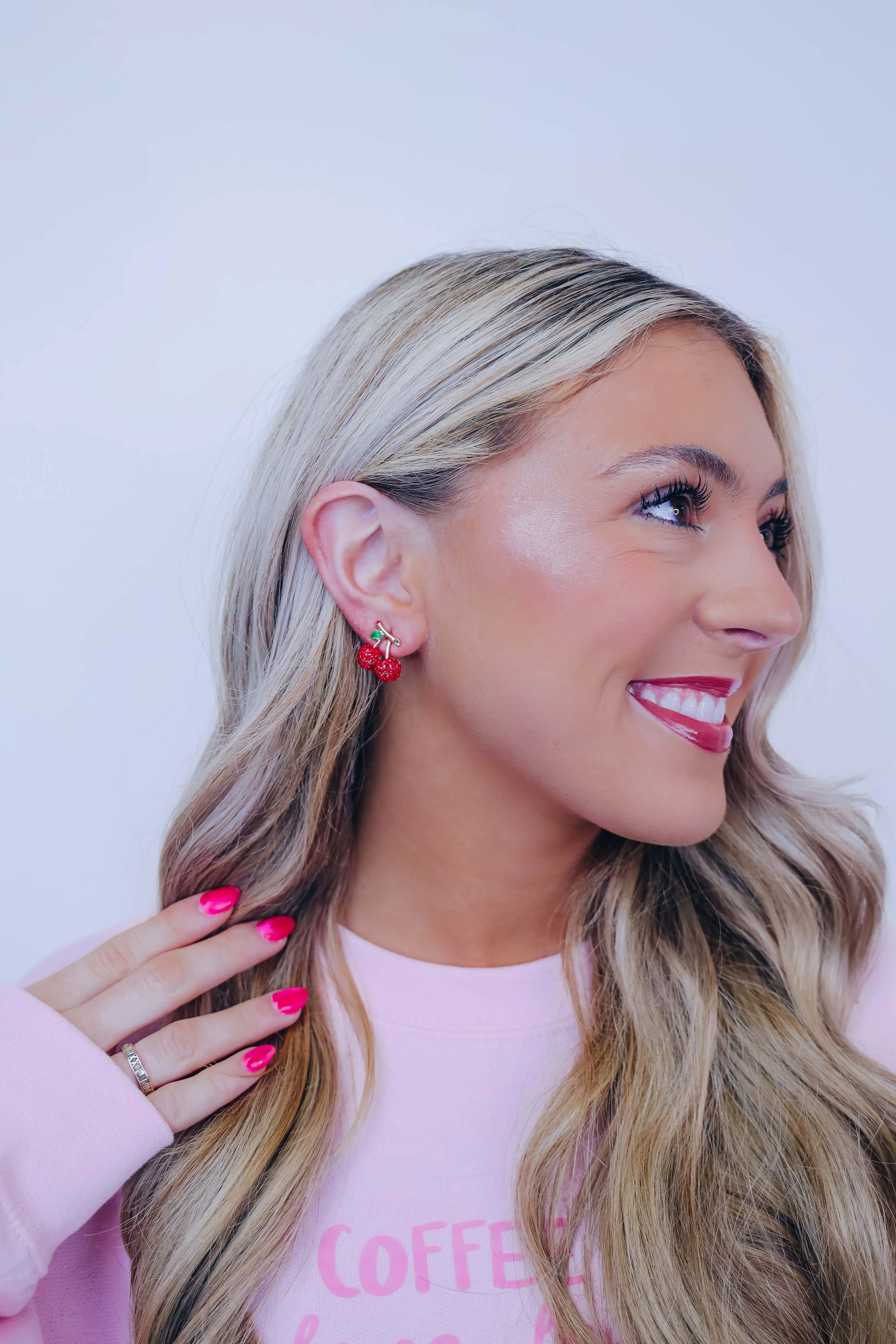 Cherrific Rhinestone Stud Earrings