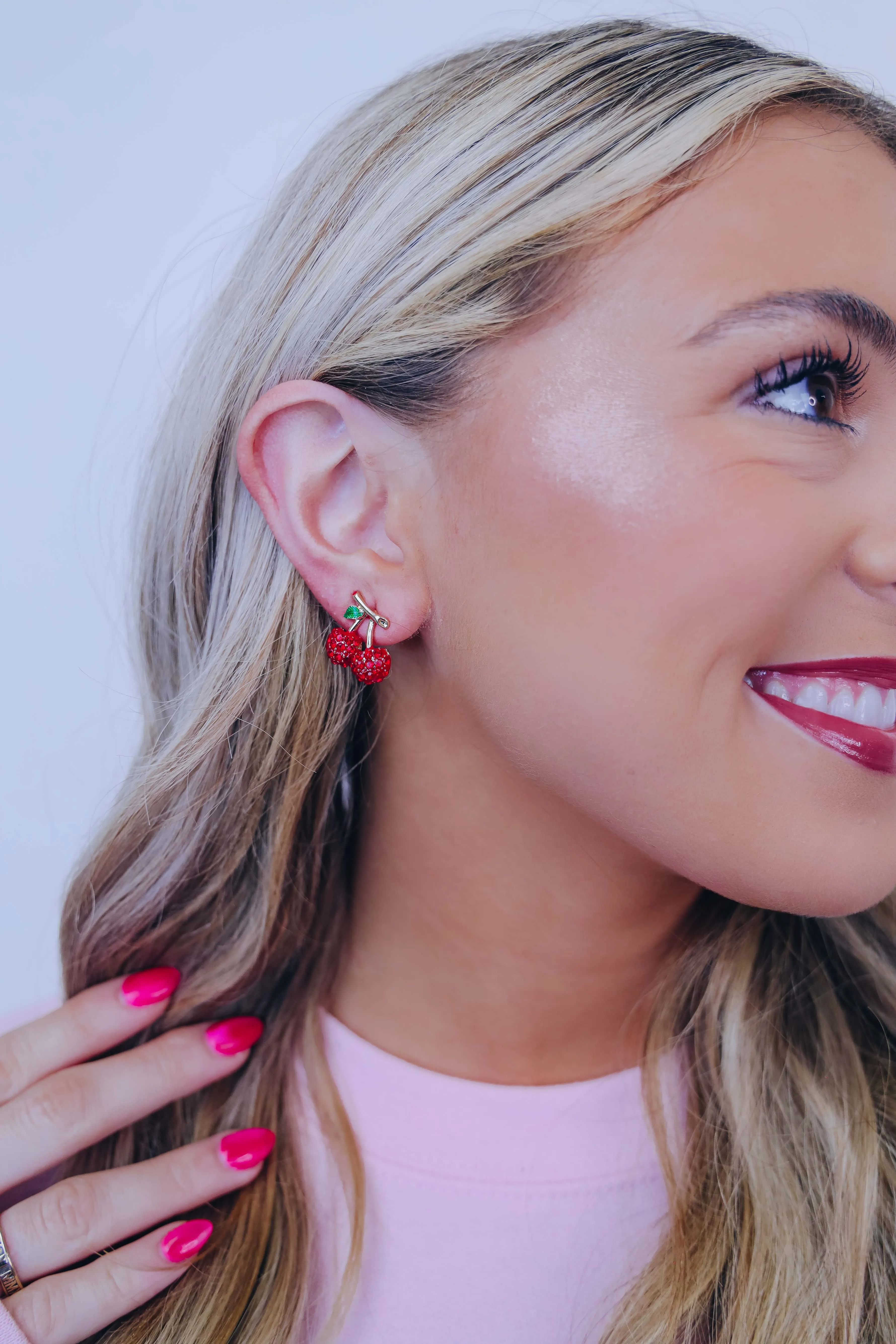Cherrific Rhinestone Stud Earrings