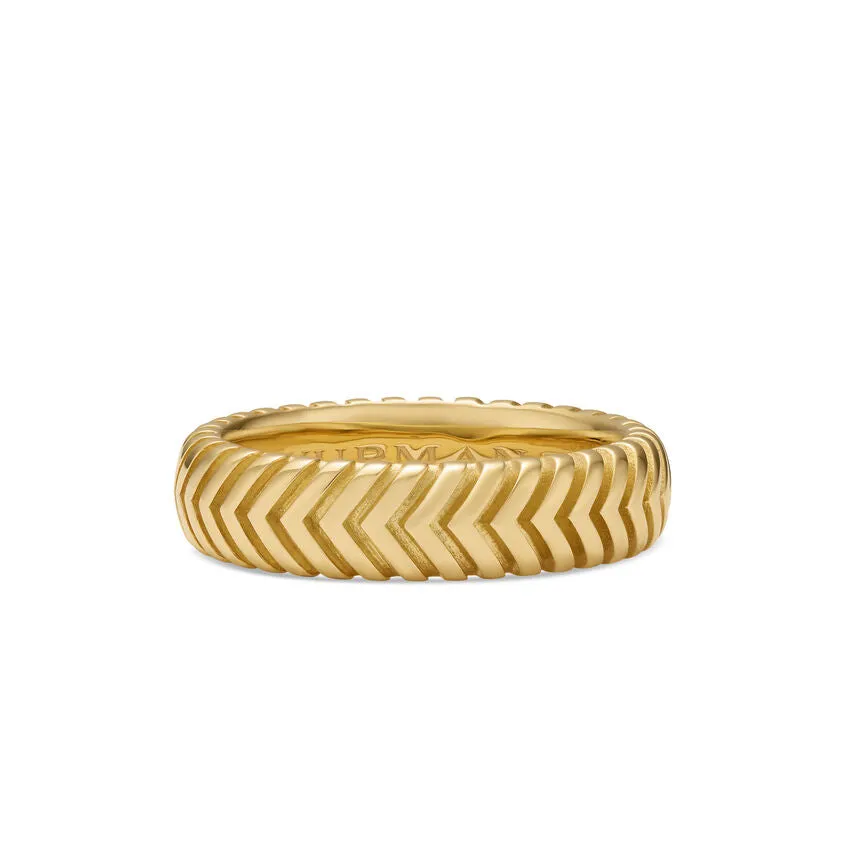 Chevron Band in 18K Yellow Gold, 6mm, Size 9