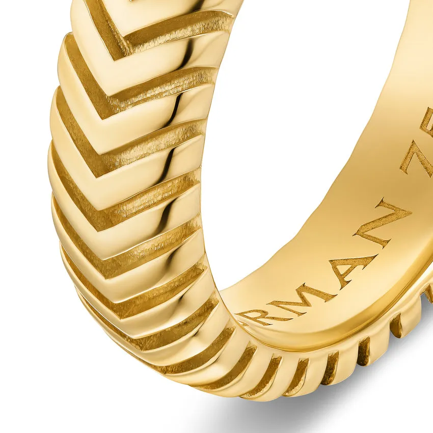 Chevron Band in 18K Yellow Gold, 6mm, Size 9