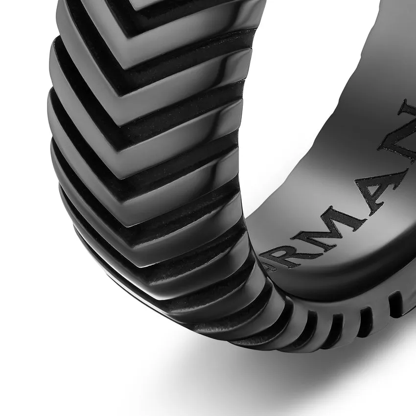 Chevron Band in Black Titanium, 8mm, Size 10
