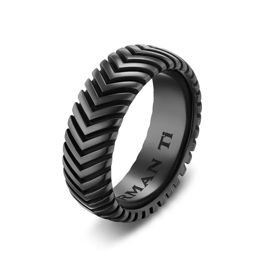 Chevron Band in Black Titanium, 8mm, Size 8