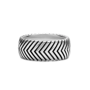 Chevron Band in Sterling Silver, 10mm, Size 10