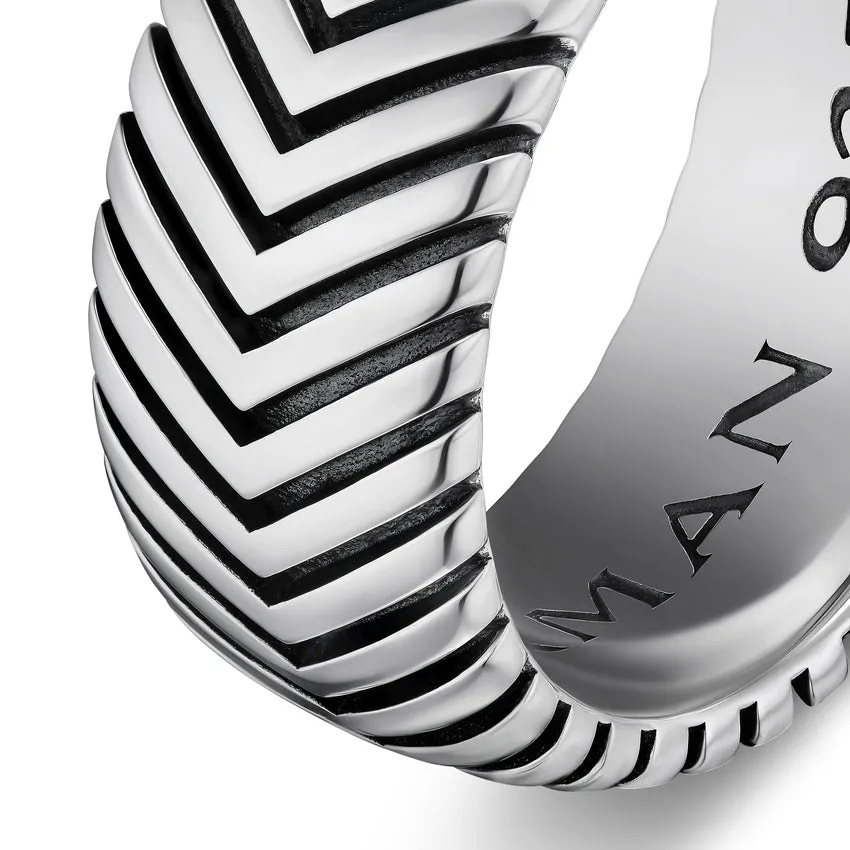 Chevron Band in Sterling Silver, 10mm, Size 10