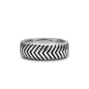 Chevron Band in Sterling Silver, 8mm, Size 9