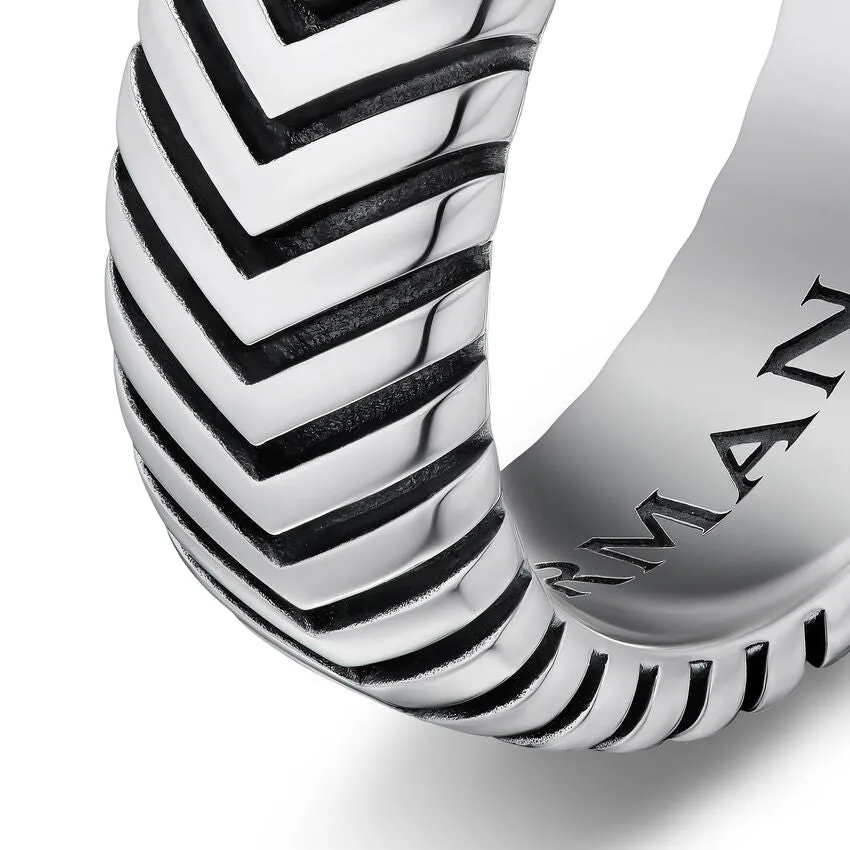 Chevron Band in Sterling Silver, 8mm, Size 9