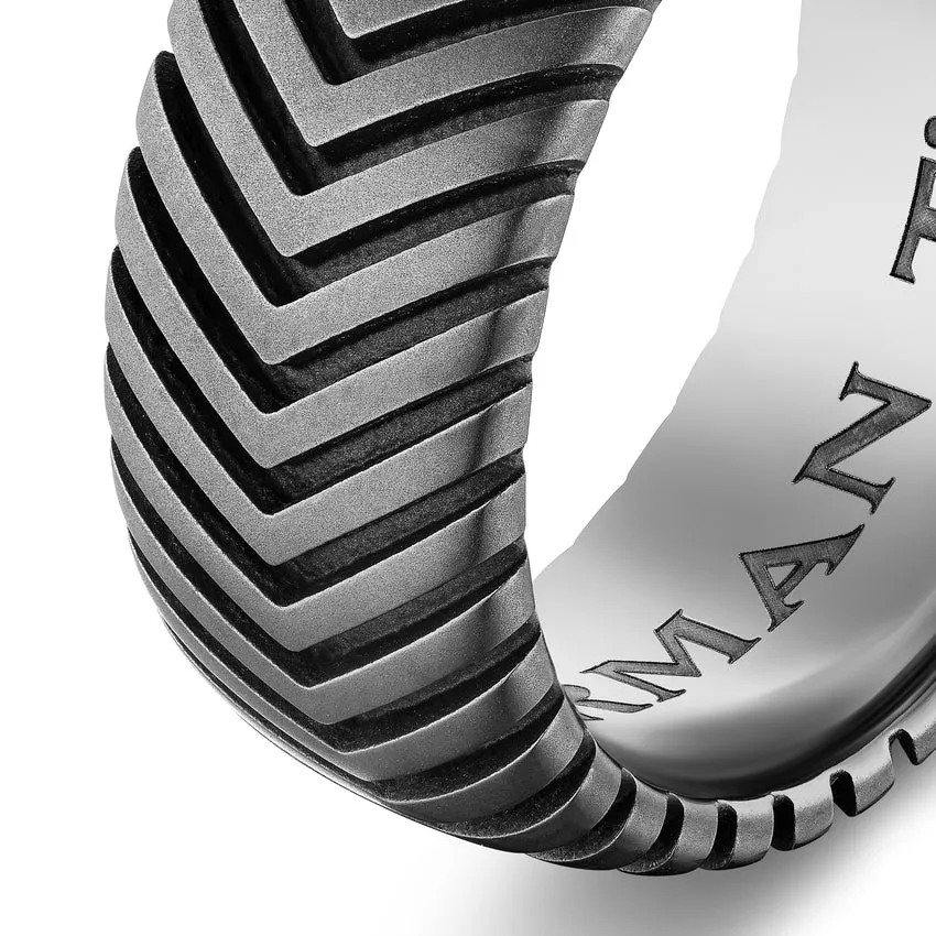 Chevron Band in Titanium, 10mm, Size 10