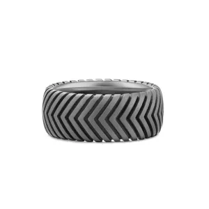 Chevron Band in Titanium, 10mm, Size 10