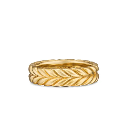Chevron Band Ring in 18K Yellow Gold, 6.2mm, Size 9