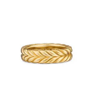 Chevron Band Ring in 18K Yellow Gold, 6.2mm, Size 9