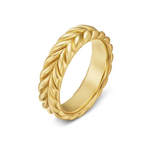 Chevron Band Ring in 18K Yellow Gold, 6.2mm, Size 9