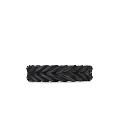 Chevron Band Ring in Black Titanium, 6.2mm, Size 8