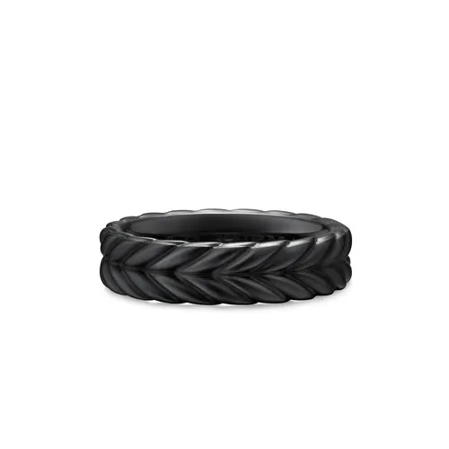 Chevron Band Ring in Black Titanium, 6.2mm, Size 8