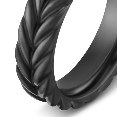 Chevron Band Ring in Black Titanium, 6.2mm, Size 8