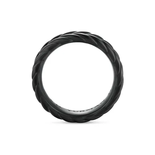 Chevron Band Ring in Black Titanium, 6.2mm, Size 8