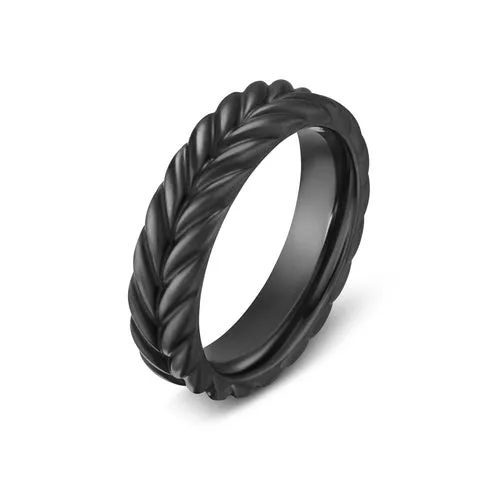 Chevron Band Ring in Black Titanium, 6.2mm, Size 8