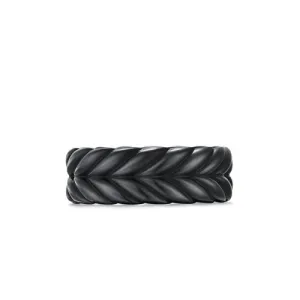 Chevron Band Ring in Black Titanium, 9mm, Size 10