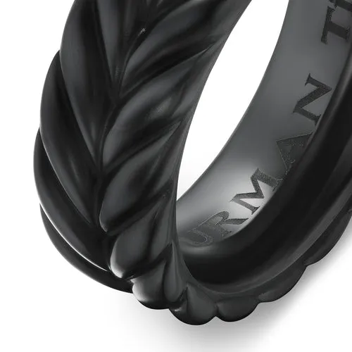 Chevron Band Ring in Black Titanium, 9mm, Size 9