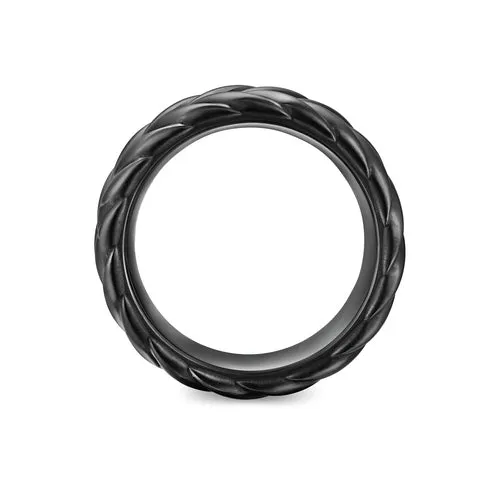 Chevron Band Ring in Black Titanium, 9mm, Size 9