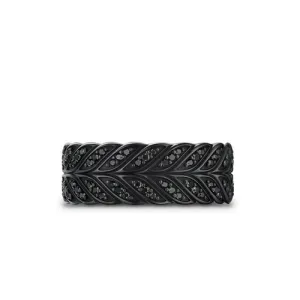 Chevron Pavé Band Ring in Black Titanium with Black Diamonds, 9mm, Size 10