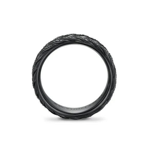 Chevron Pavé Band Ring in Black Titanium with Black Diamonds, 9mm, Size 10