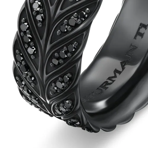Chevron Pavé Band Ring in Black Titanium with Black Diamonds, 9mm, Size 10