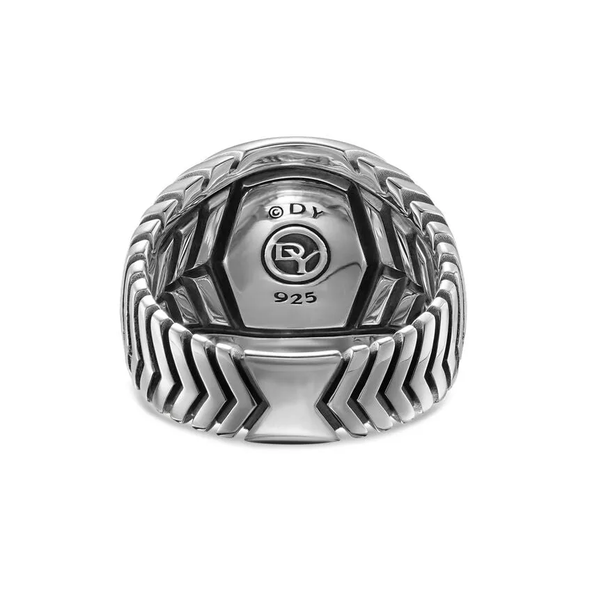 Chevron Signet Ring in Sterling Silver, 18mm, Size 9