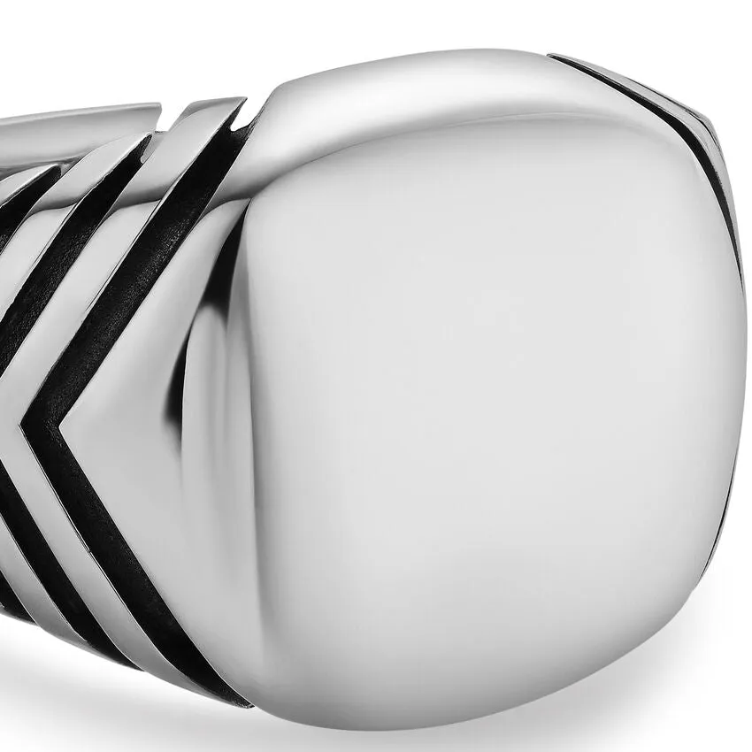 Chevron Signet Ring in Sterling Silver, 18mm, Size 9