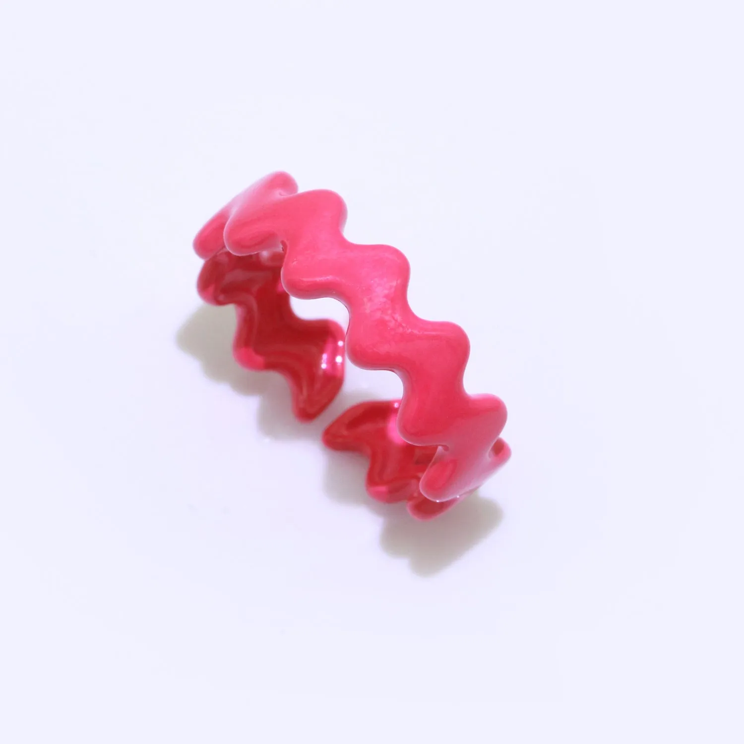 Chunky Brass Enamel Ring The Wave Open Adjustable Ring for Stackable Y2K Ring