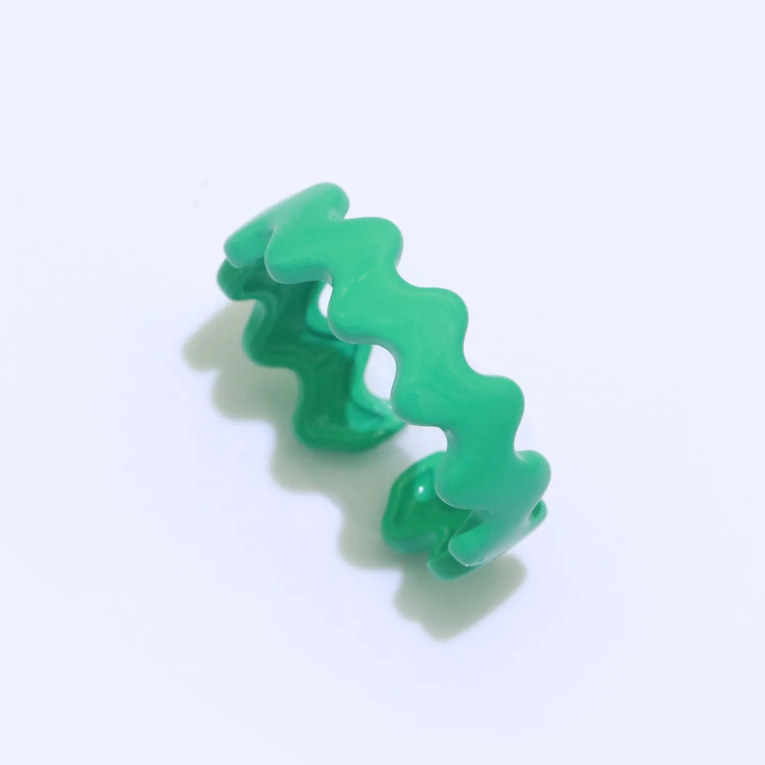 Chunky Brass Enamel Ring The Wave Open Adjustable Ring for Stackable Y2K Ring