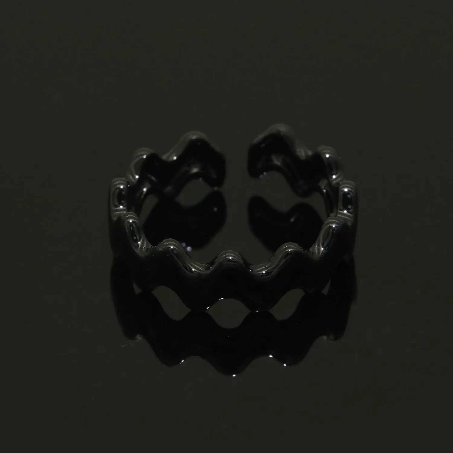 Chunky Brass Enamel Ring The Wave Open Adjustable Ring for Stackable Y2K Ring