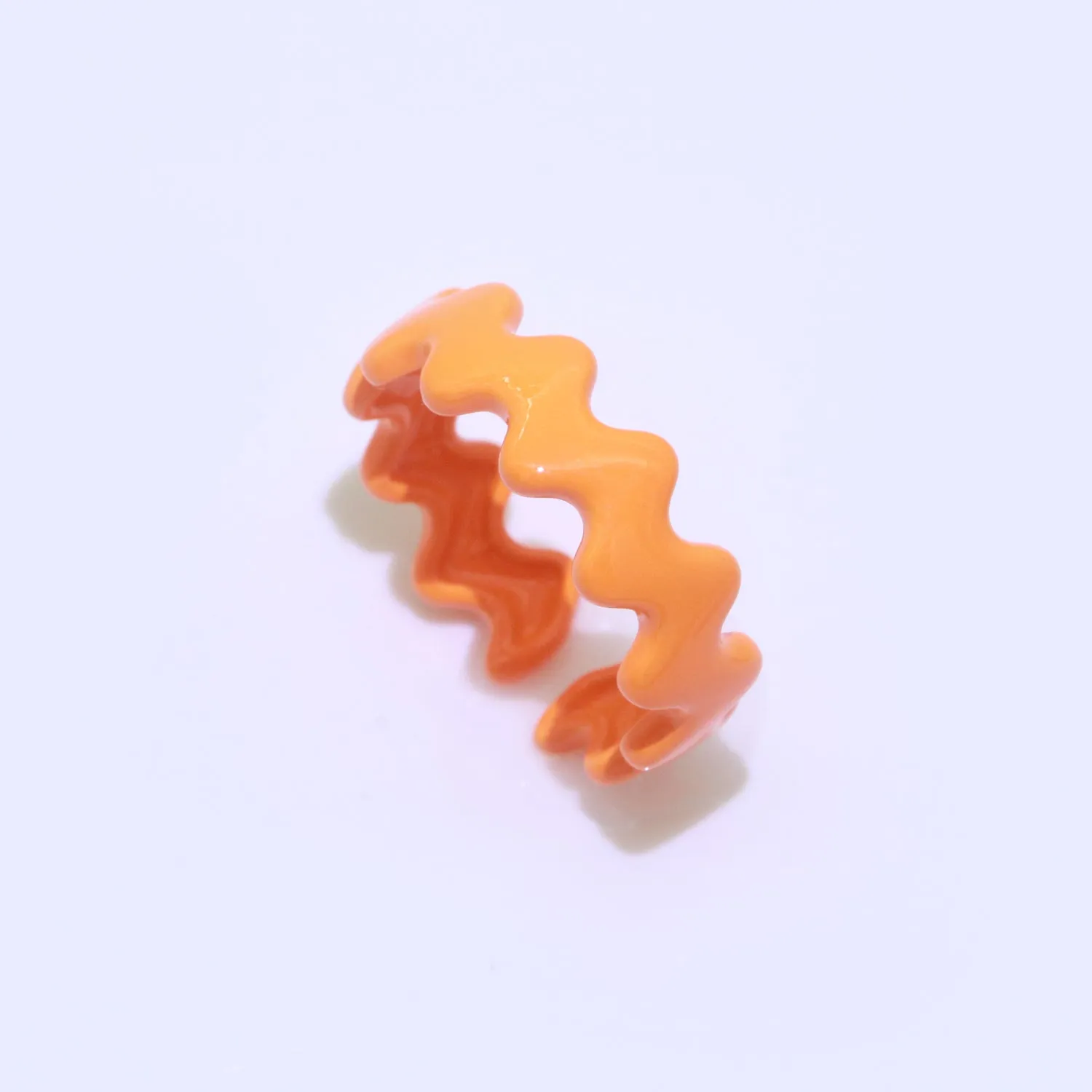 Chunky Brass Enamel Ring The Wave Open Adjustable Ring for Stackable Y2K Ring